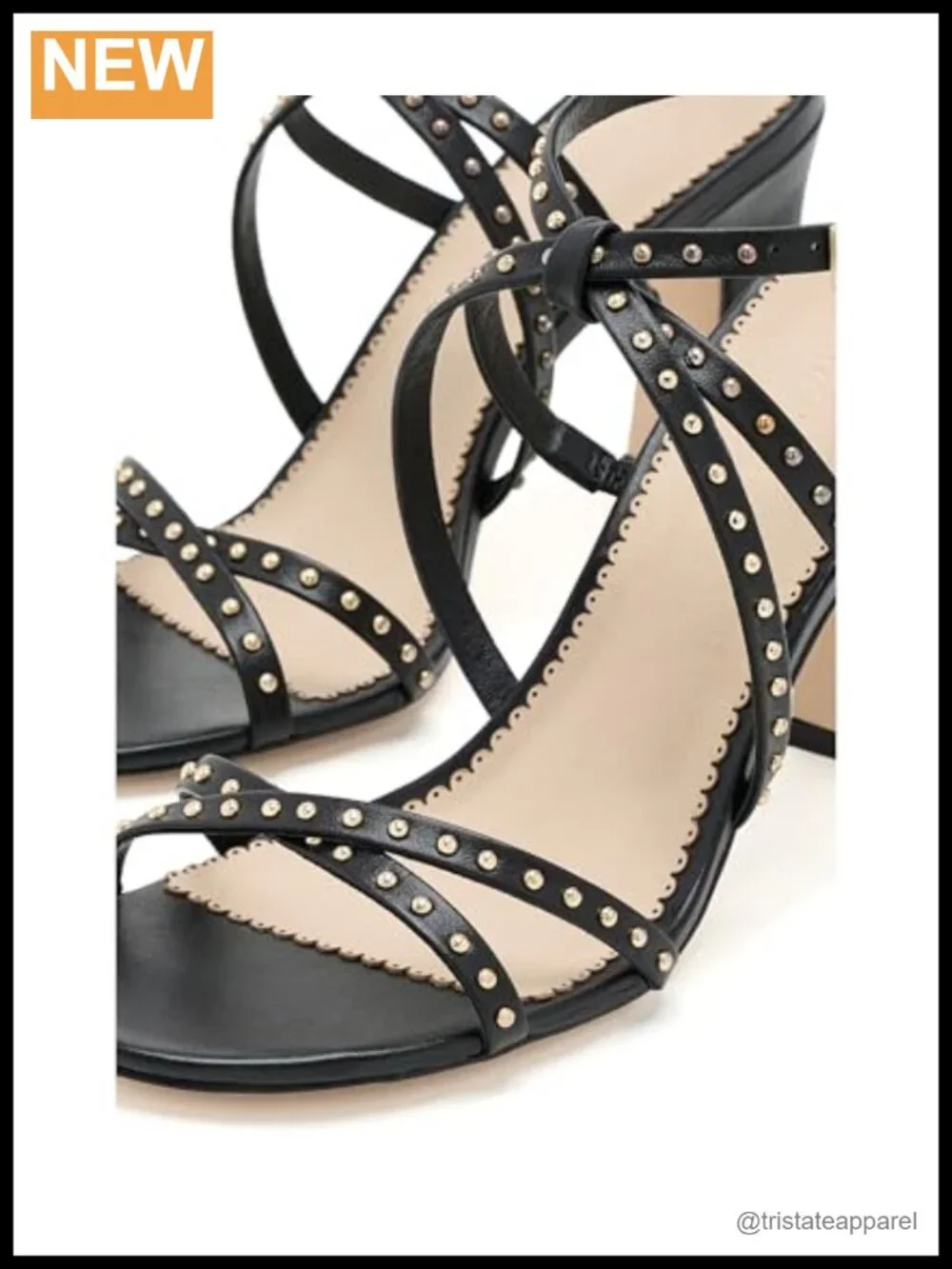 Studded Metallic Leather Slingback Block Heel Sandals Formal